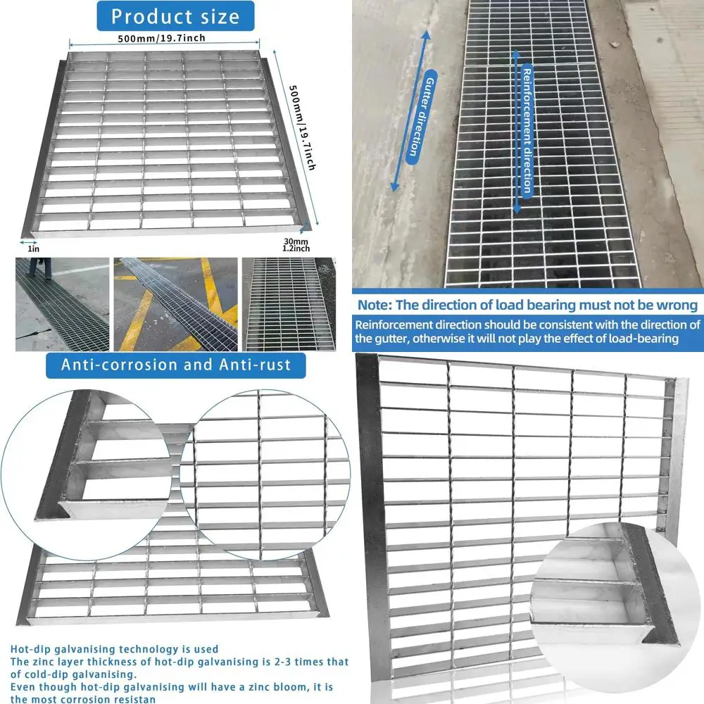 

Heavy-Duty 20x20 Inch Galvanized Outdoor Drain Cover with Base, Silver Square Grate for Concrete Floors