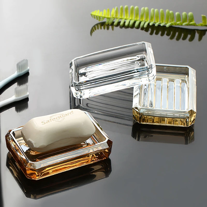 2022 Creative Simply Drain Toilet Soap Shelf High-End Cute Glass Large Soap Box High Quality Soap Dish Bath Accessories LD118