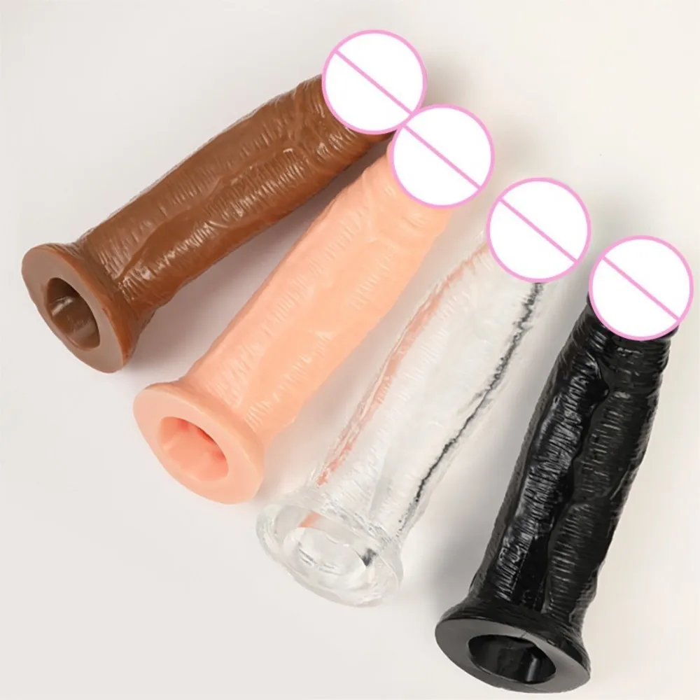 4 colors Realistic Penis Sleeve Extender Cock Sleeve Dick Enlargement Delay Ejaculation Reusable Condom Men Sex Toys