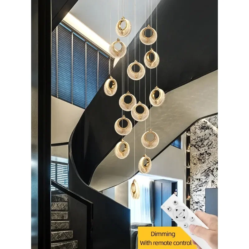 

Light Luxury Duplex Staircase Light Long Chandelier Modern Villa Living Room Chandelier Creative Loft Apartment Hall Light