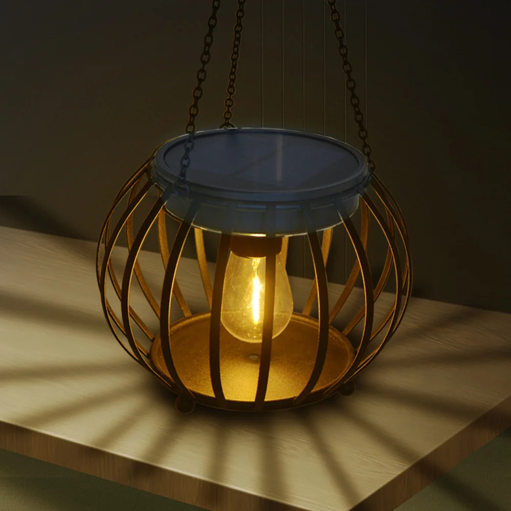 

Solar Powered Lantern Black Iron Material Outdoor Craft Light Hanging Decor Scene Solar Lighting Solution
