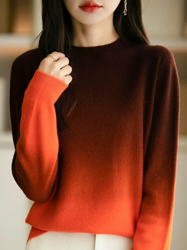 ニットウールカシミアハーフハイカラーセーターノースリーブベースレイヤーシャツレディーススリムフィットファッション通勤スタイル長袖