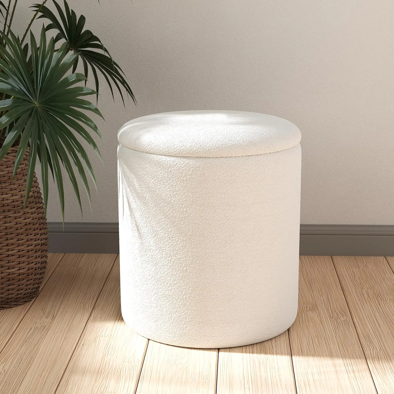 Soft Ottoman Poufs with Storage, Multifunctional Coffee Table Foot Rest for Living Room (White)