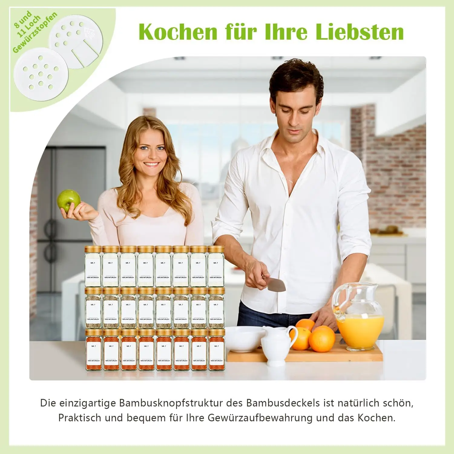 SIAZIH 120ml Öko-Gewürzgläser-Set mit Bambusdeckel, 35 Gewürzgläser, Perfekter Küchen-Gewürz-Organizer – Detail 5