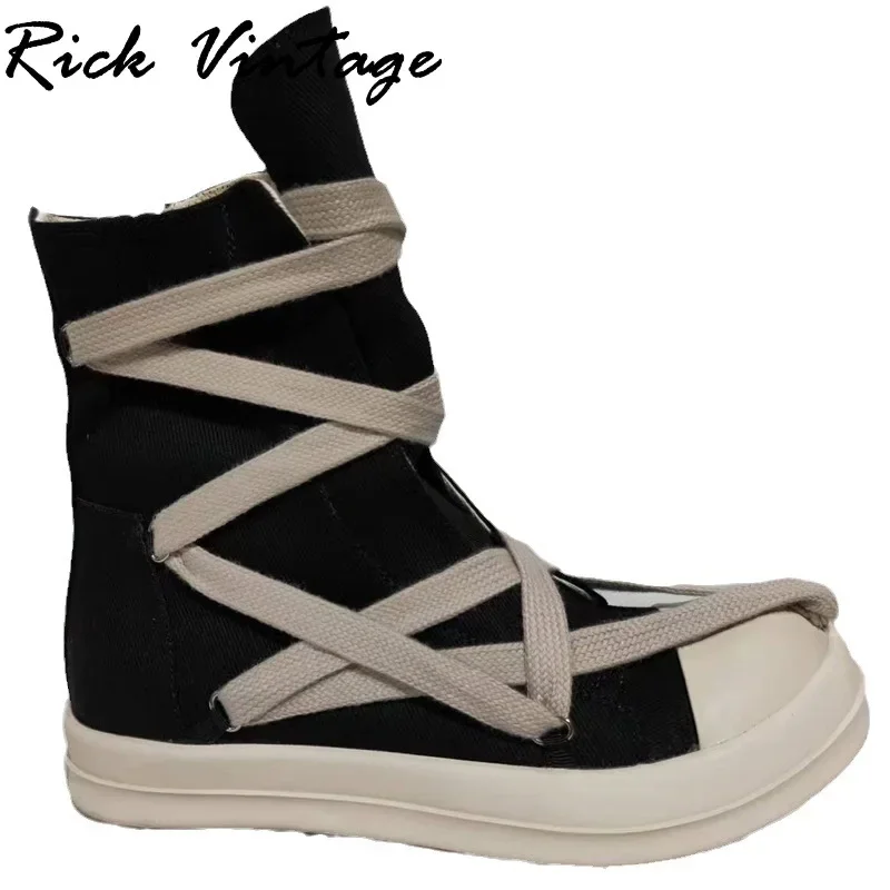 Rick Vintage Pentagram sepatu kets leher tinggi sepatu desainer pria uniseks kasual sepatu papan olahraga Platform sepatu bot pergelangan kaki ukuran besar 47