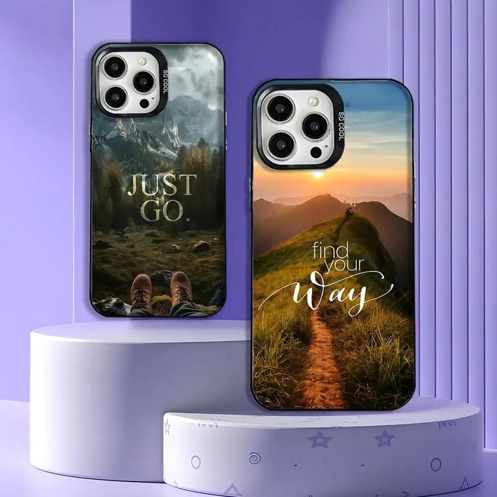 

Hiking Adventure Phone Case For iPhone 17,16,15,14,13,12,11,Pro,Max,Plus,E,Air,Mini Black Tpu Cover