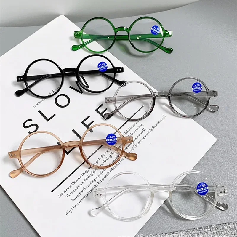 Men Women Small Round Frame Reading Glasses Unisex Anti-blue Light Far Sight Eyewear Vintage Ultralight Presbyopia Eyeglasses