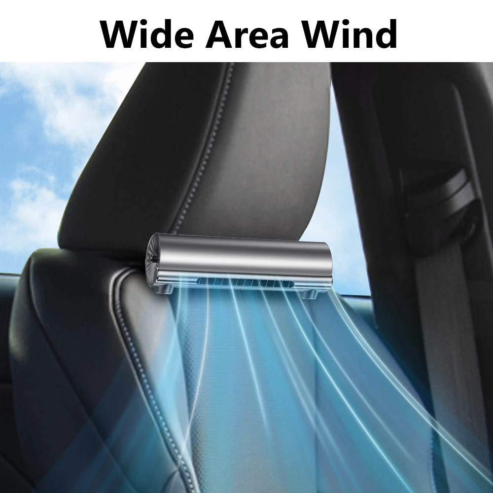 USB Car Seat Fan 3 Speed Backseat Cooling Fan Front Rear Seat Headrest Cooling Summer Air Fan Neck Cooler Car Accessories