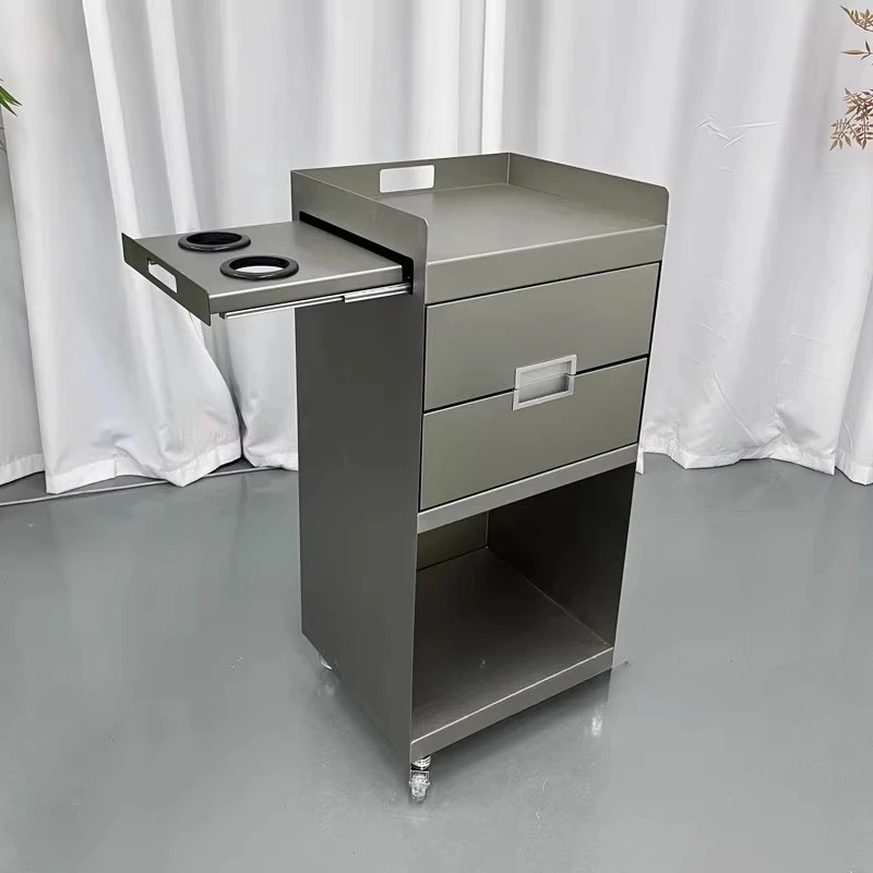 Spezifischer multifunktionaler Schneidwagen für den Friseursalon, beweglicher Aufbewahrungsschrank, Werkzeugschrank aus Edelstahl, Carrello-Möbel