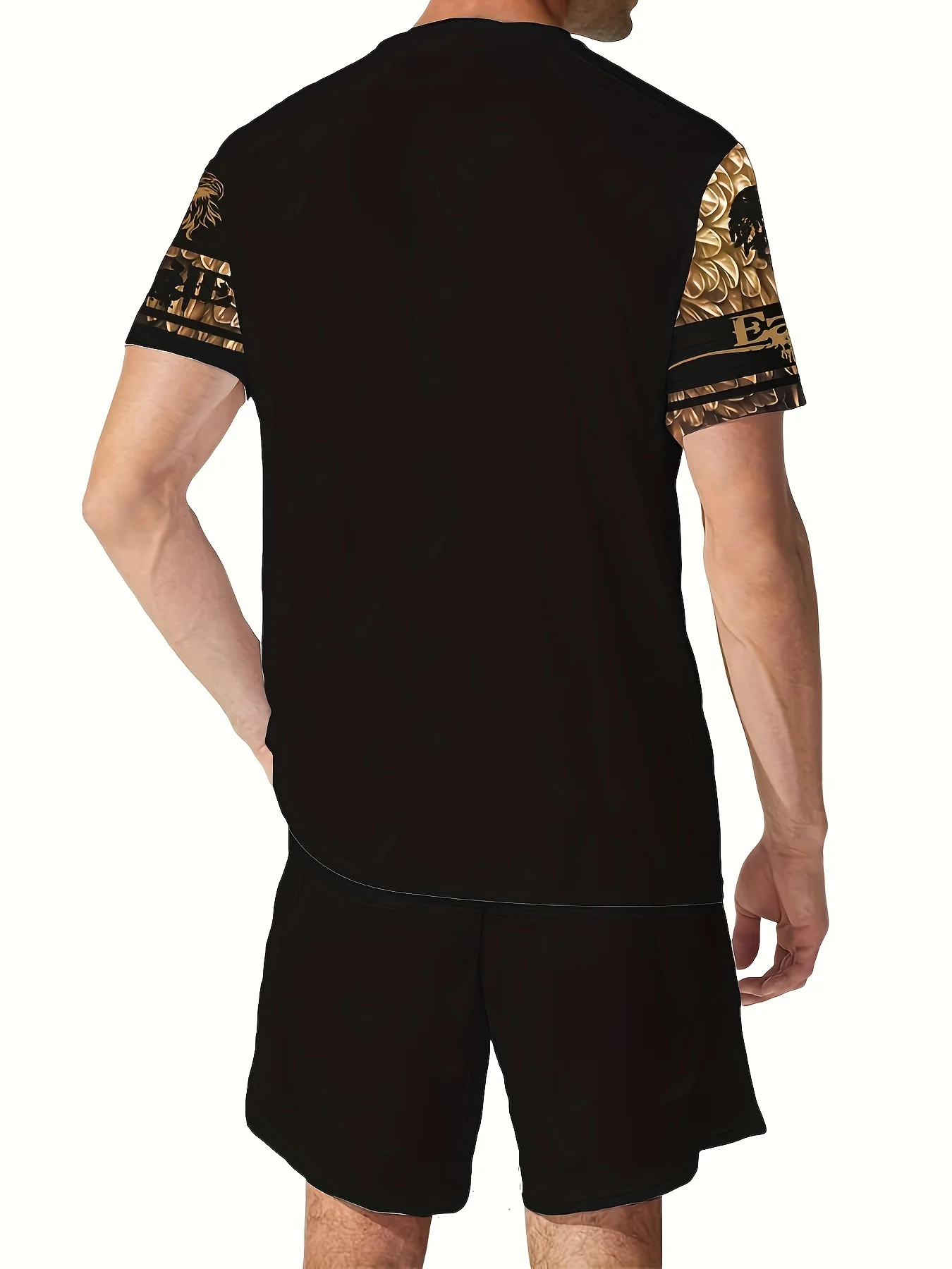 2025 Summer Fashion Round Neck T-shirt Top and Shorts Set 2 Pieces eagle 3D printed T-shirt shorts set 