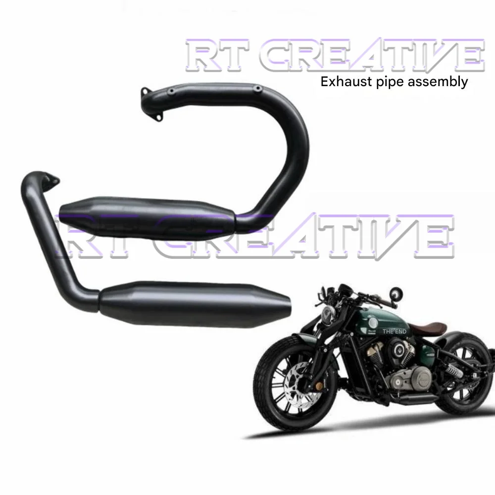 Aftermarket dual-sided stainless steel exhaust system for Benda Napoleon 250 (BD250-30) motorcycles