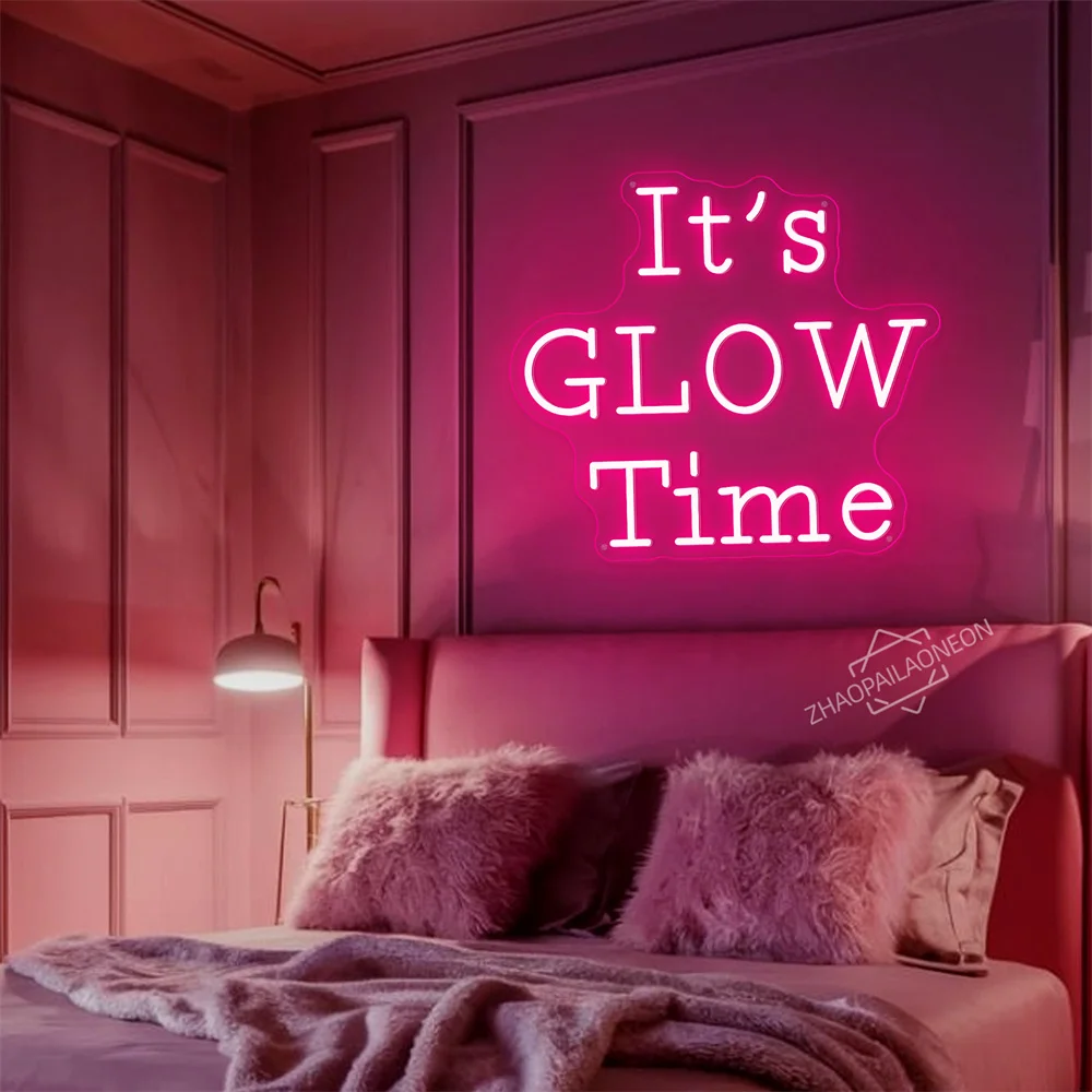 It's Time to Glow Neon Sign  Bedroom Living Room Decoration LED Lights Room Home Wall Decor Coffee Bar Neon Light Sign Gifts - view 3