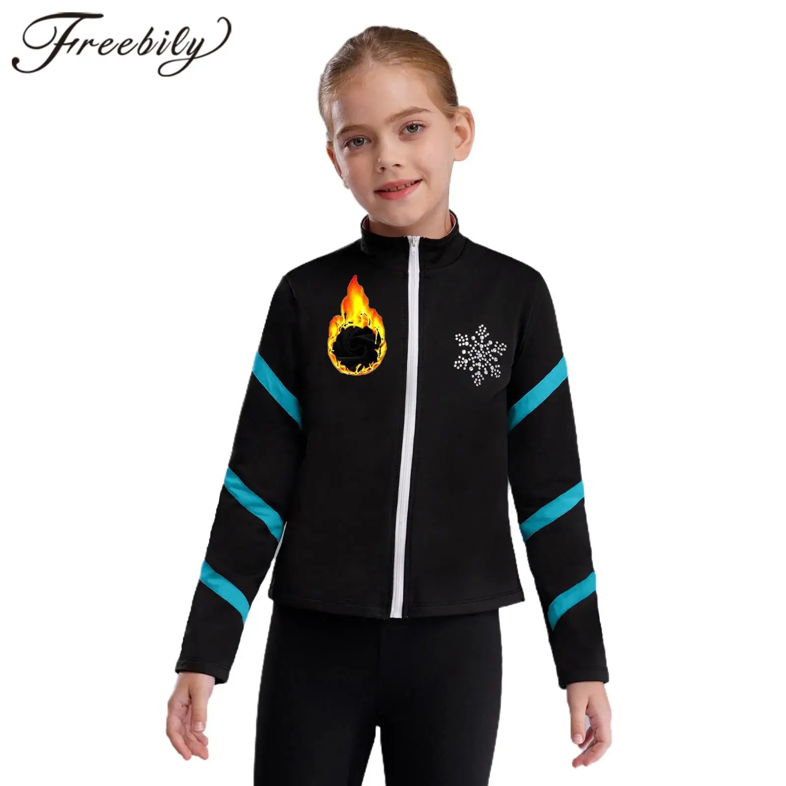 

Детский свитшот на молнии, детская флисовая куртка для девочек, пальто, топы для спортзала, гимнастики, тренировок, спортивная одежда, пальто для фигурного катания на коньках