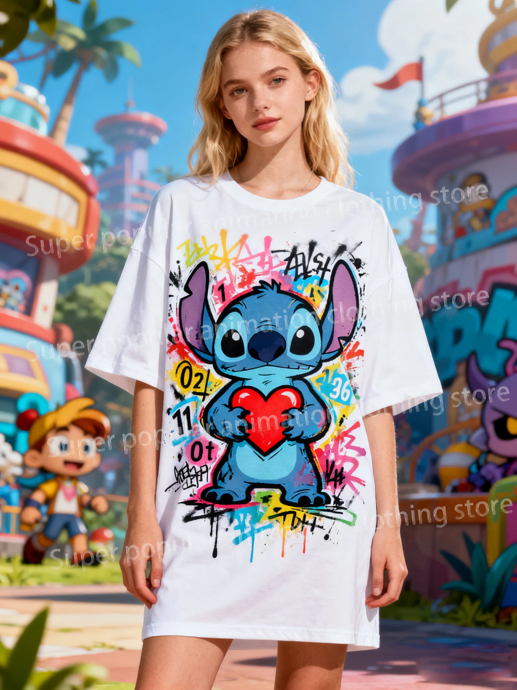 

Платье с вышитым принтом, милое мультяшное платье-футболка с короткими рукавами и круглым вырезом, модная ночная рубашка, базовая повседневная одежда, праздничные подарки.