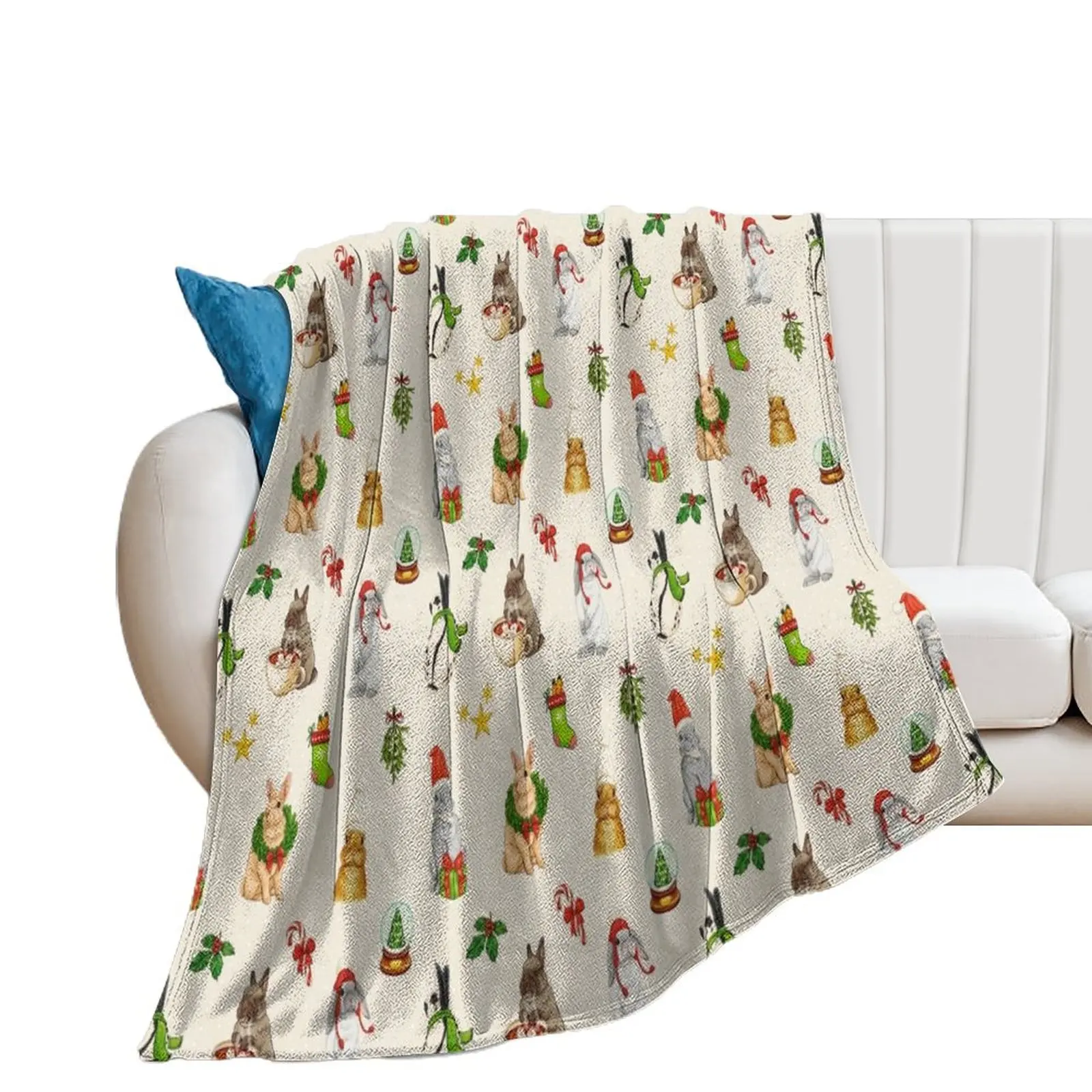 

Christmas bunnies Throw Blanket bed plaid Retros anime Baby Blankets