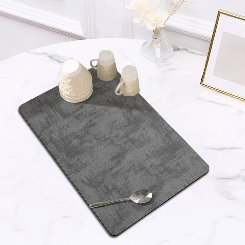 Kitchen Drying Mat Water Absorbent Kitchen Countertop Drying Mat for Quick Dry Anti-slip Protection Rectangle Dish Bowl Plate