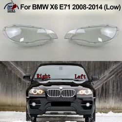 Transparent Headlight Cover GlassLens Replace Original Lampshade Shell For BMW X6 E71 2008 2009 2010 2011 2012 2013 2014 (Low))