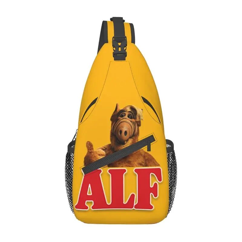 Mochila cruzada ALF Alien Life Form para hombres, bolsos de hombro para el pecho para viajes y ciclismo, a la moda, Sci Fi, serie de TV