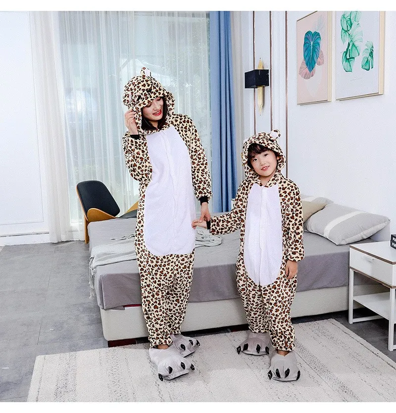 New adult and children cheetah costume Halloween animal costume Leopard parent-child costume party drama costume