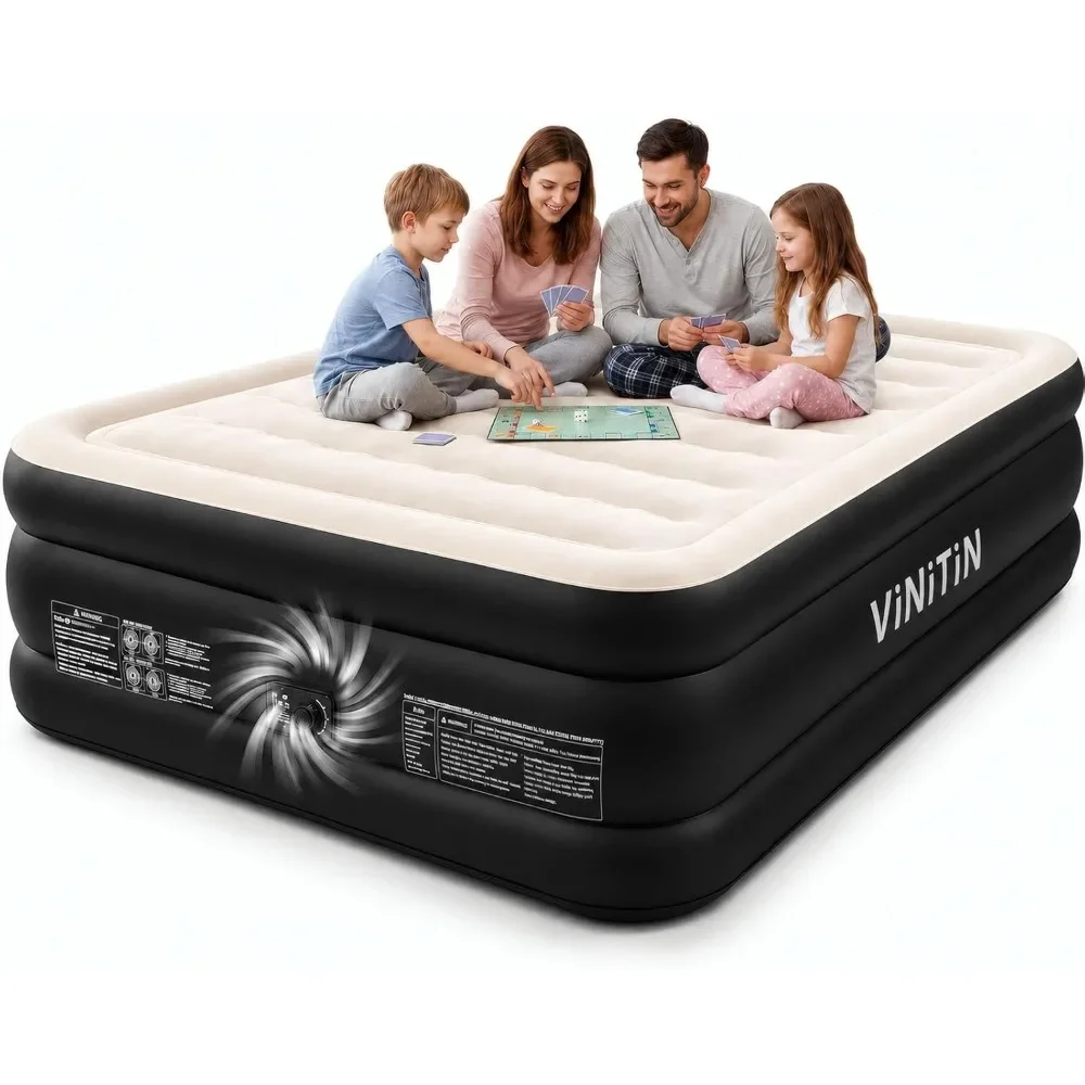 Elevated 16" Self-Inflating Air Mattress, 660lb Support, with Pump, Flocked Surface, Storage Bag