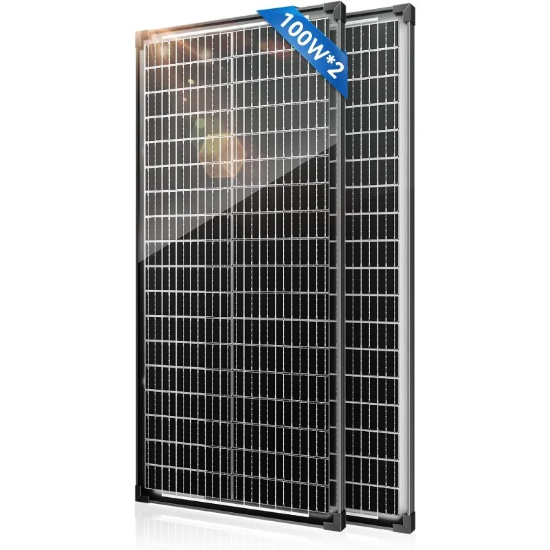 

home.Bifacial 100 Watt Solar Panel 2Pack, 12BB 12V/24V Monocrystalline High-Efficiency Module PV Power Charger Solar Panels for