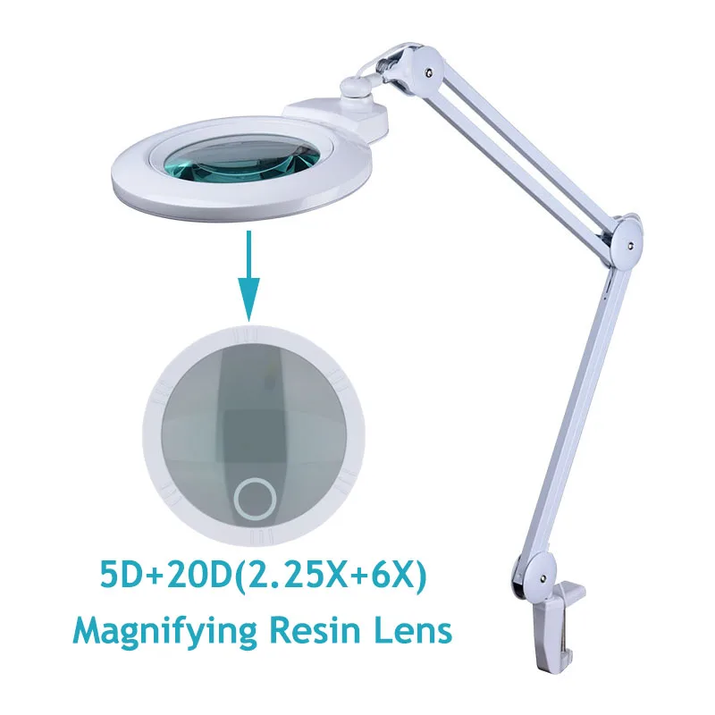 7-inch Large Resin Lens Magnifier Glass Beauty Salon Led Desk Lamp Desktop Led Magnifying Lens Lamp