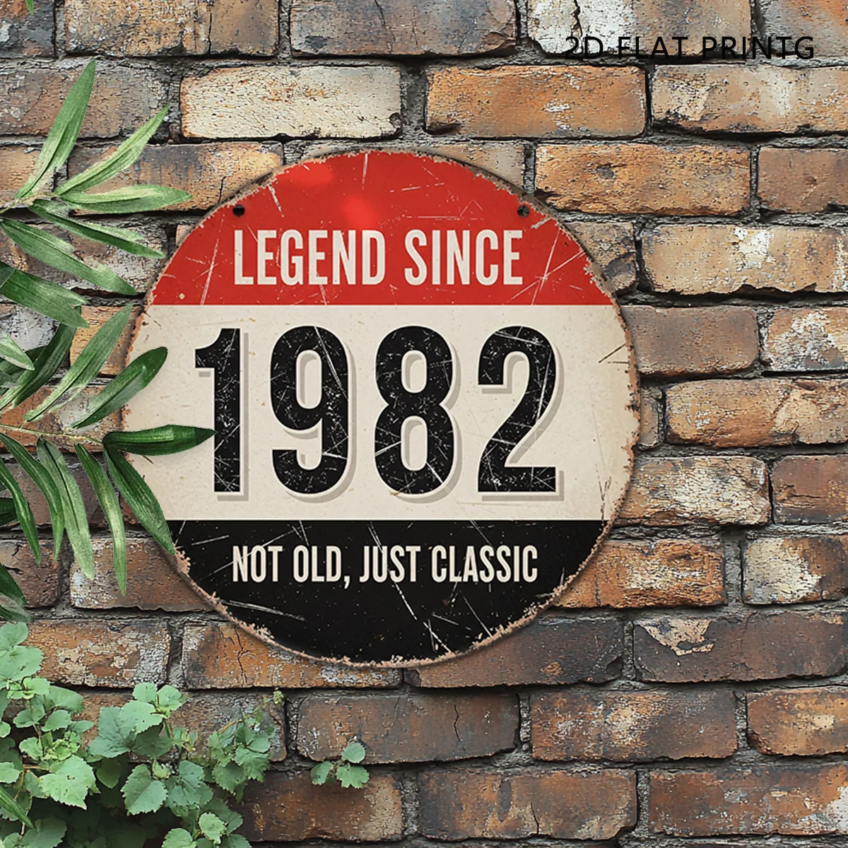 7.87x7.87 Inch Legend Since 1982 Not Old Just Classic 2D flat Round Metal Tin Sign Vintage Birthday Wall Plaque For Garage Home