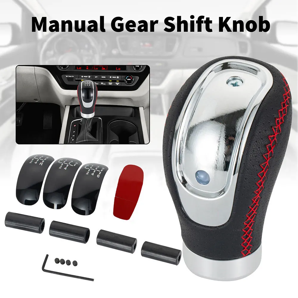 Universal 5/6 Speed PU Leather Gear Shift Knob Manual Auto Gearbox Stick Shift Head Lever Change Handle Cap