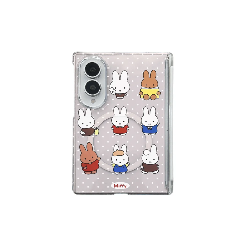 Kawaii Cartoon Miffy Rabbit Magnetic Case For Samsung Galaxy Z Fold 8 Ultra ZFlip 8 Purple Polka dot Cute Shockproof Phone Cover