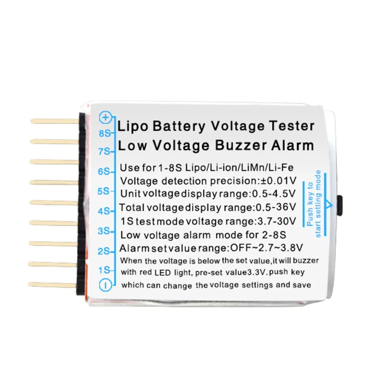 10PCS  1-8S aircraft model lithium battery level display BX100 BB sound low voltage reminder to prevent battery over discharge