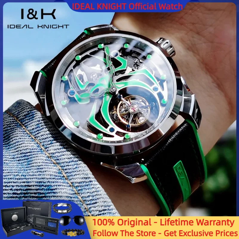 IDEAL KNIGHT 6802 Tourbillon Watch Hollow Spider Pattern Limited Edition Watch Original Brand Men Automatic Mechanical Watch