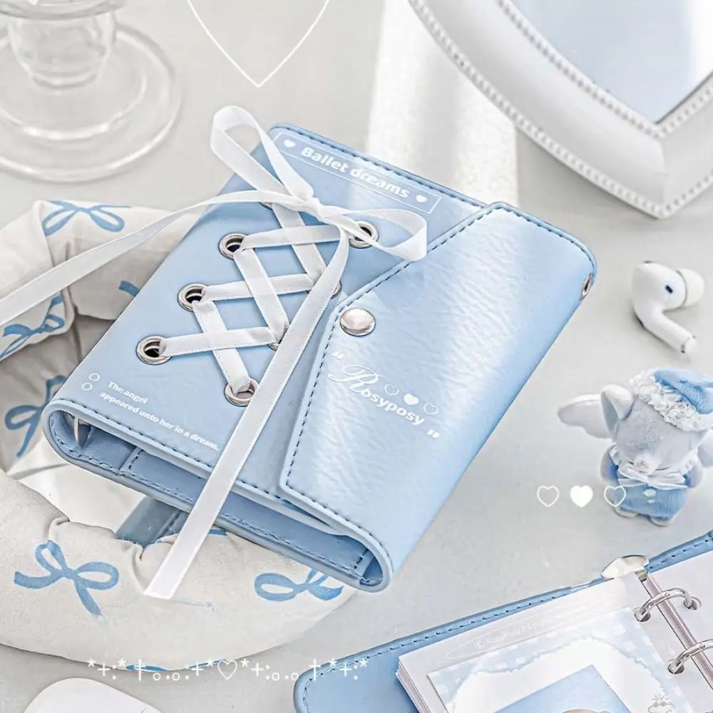 Note Paper Ribbon Loose-leaf Notebook PU Leahter Mini Hand Account Book Diary Aesthetic Balletcore Book Boys Girls