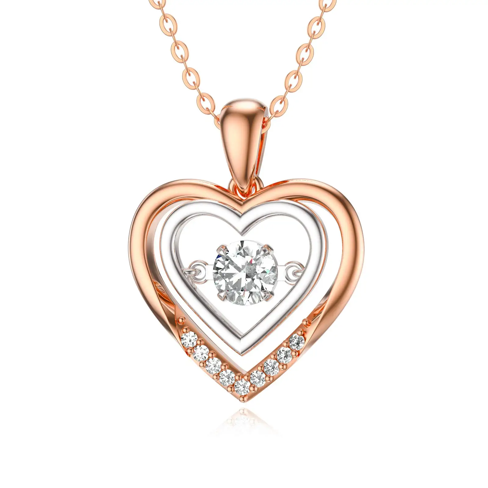 YFN 14k Gold Heart Pendant Moissanite  Necklace for Women Real Gold Anniversary Fine Jewelry Gifs