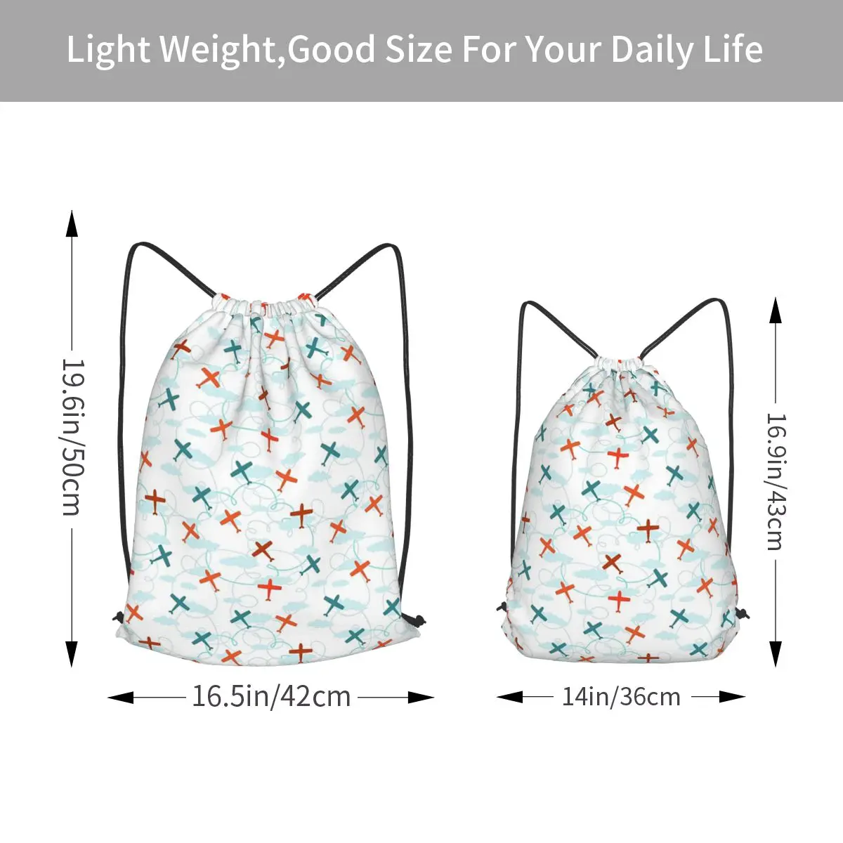 Planes Backpacks Portable Drawstring Bundle Pocket Storage Bag Book Bags for Man Woman Students