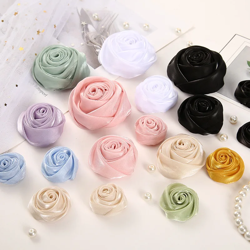 

High Grade Satin Rose Flower Handmade DIY Hair Clips Corsage Headwear Wedding Accessories Hats Clothing Accessories