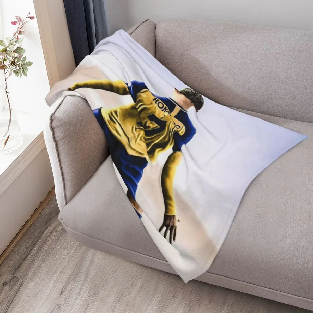 CR7 Al Nassr بطانية رمي جديدة أرائك زخرفية كبيرة جدًا رمي الشعر بطانيات زخرفية #3