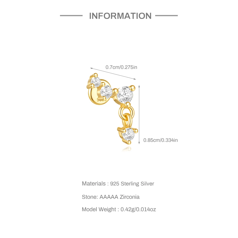 CANNER 1 Stück 925 Sterling Silber Tragus-Piercing-Ohrringe für Frauen Knorpel-Spiral-Piercing-Ohrring 925 Silber Schmuck Geschenke – Detail 3