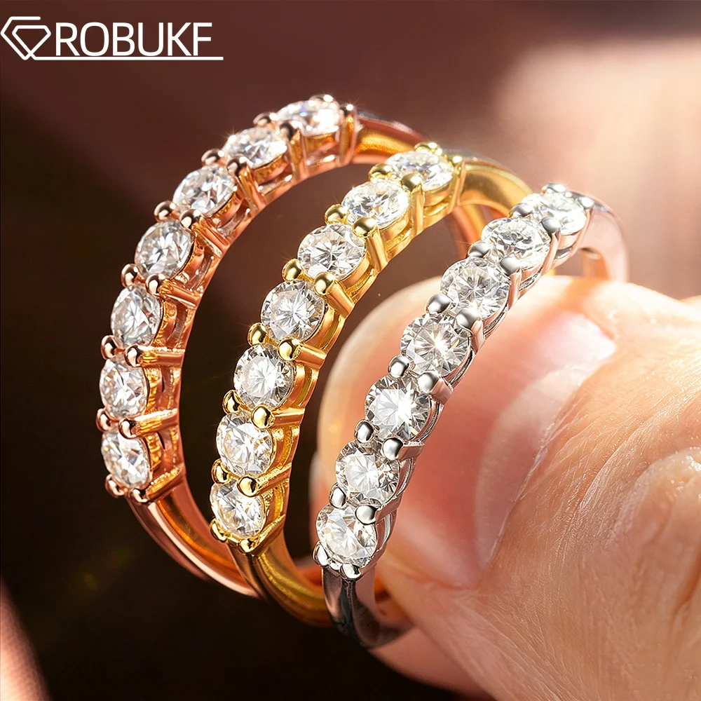 Moissanite Eternity Band Ring Stackable - Cincin Moissanite Bulat 3mm 0,7cttw untuk