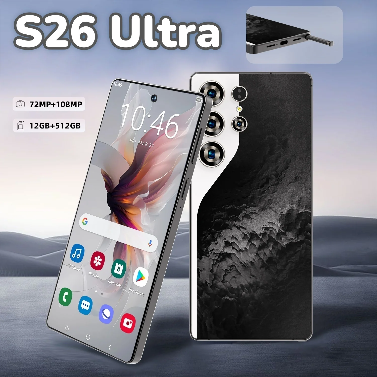 2026 New Pad S26 Ultra Tablet PC 7.3inch HD Android 15 16GB+1TB 8000mAh  5G Dual Sim Card WiFi、 GPS andGoogle Tab