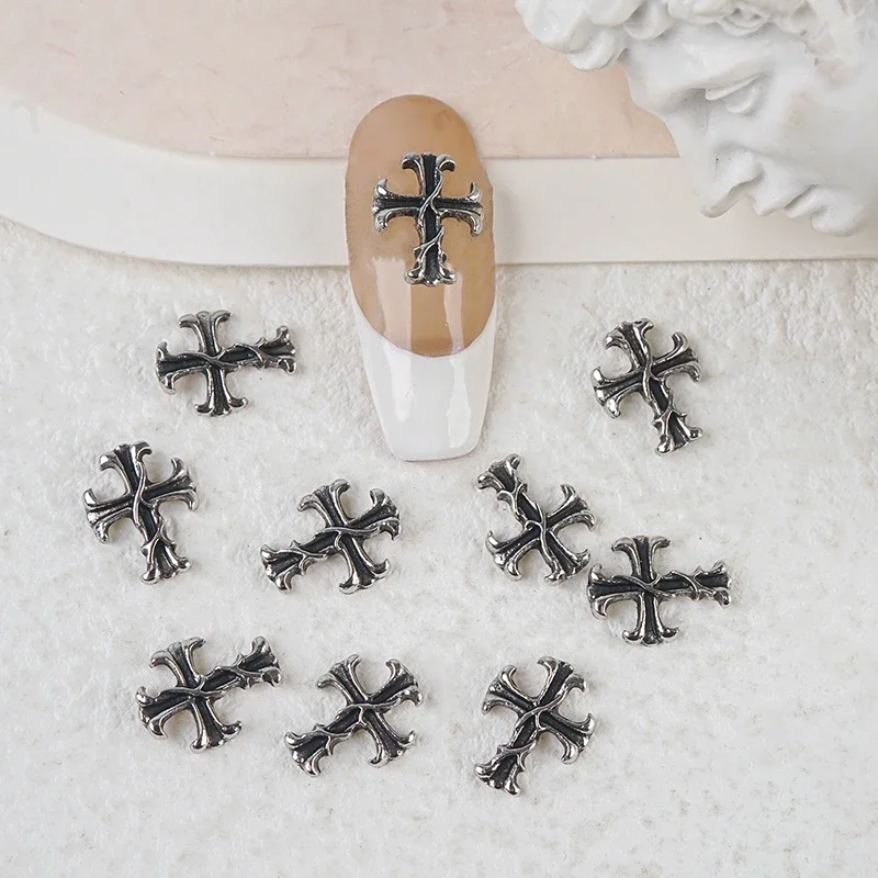 Retro-Legierung Herz Bär Stern Kreuz kreisförmigen Bogen Schmuck Punk Design Nagel Charms Teile Zubehör DIY Nail Art Dekoration