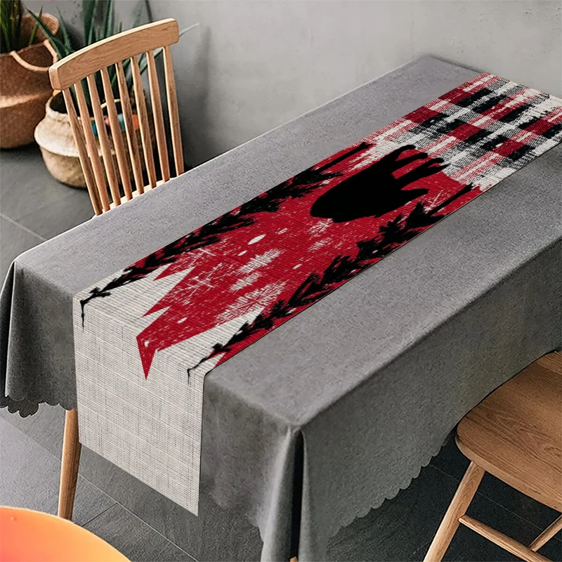 

Скатерть нескольких размеров с 2D принтом, скандинавский медведь, сосна, снежинка, тканая текстура, обеденная консоль, прихожая, уютный домашний декор