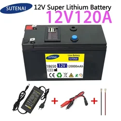 Batteria 12V 120Ah 18650 batteria al litio batteria ricaricabile per batteria per veicoli elettrici a energia solare + caricatore 12.6 v3a