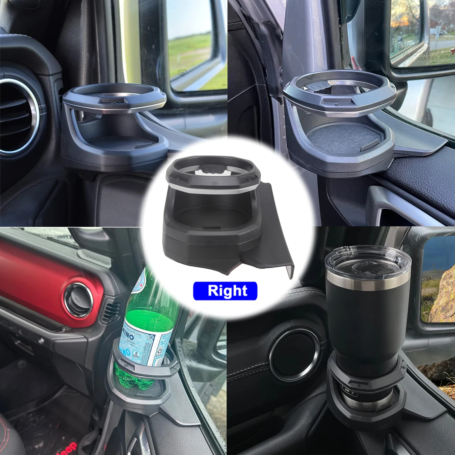 Car Cup Holder Front Door Window Bottle Drink Stand Organizer Mount For Jeep Wrangler JL Gladiator JT 2018+ Accessories