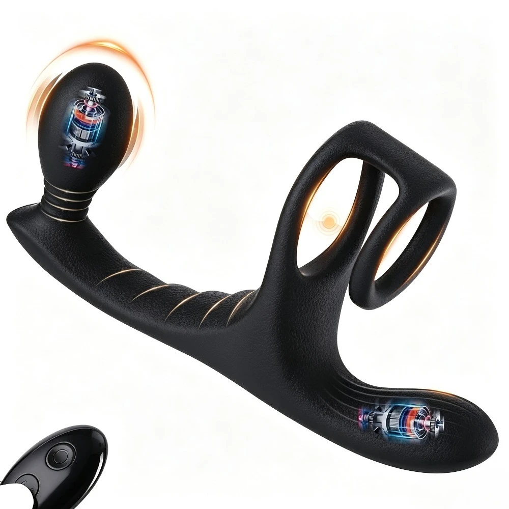 Powerful Anal Vibrator Telescopic Male Butt Plug Wireless Remote Control Prostate Massager Thrusting Cock Ring for Adult Couples