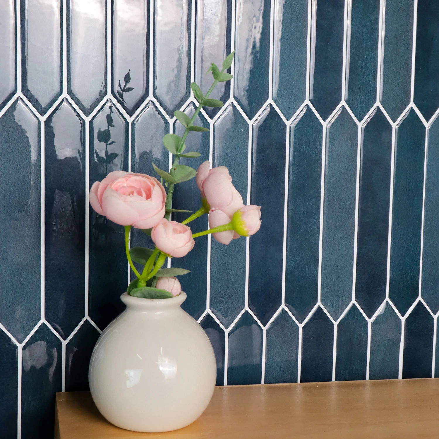 10pcs Imitation Ceramic Tiles 3D Self-adhesive Wall Sticker Waterproof Kitchen Bathroom Vinyl Wallpaper for House RV Indoor Deco