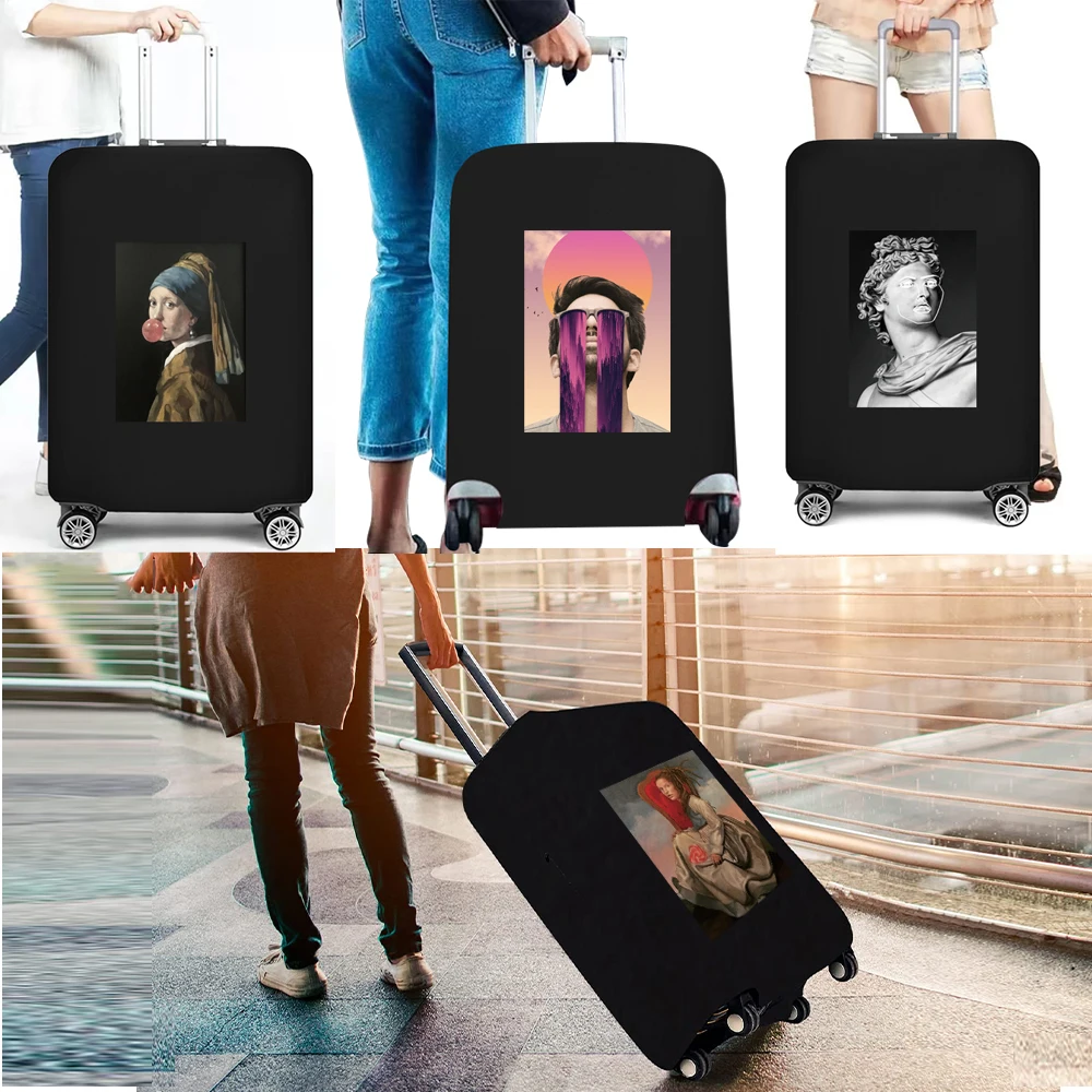 

Oil painting Print Suitcase Protective Covers Thick Elastic Luggage Cover Protector for 18"-32" Baggage Travel Bag Case