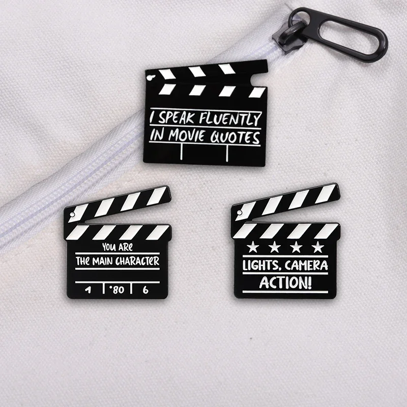 Lights,Camera,Action Movie Scene Clapperboard Enamel Pin You Are The Main Character Clapper Board Brooch Lapel Badge Jewelry Pin