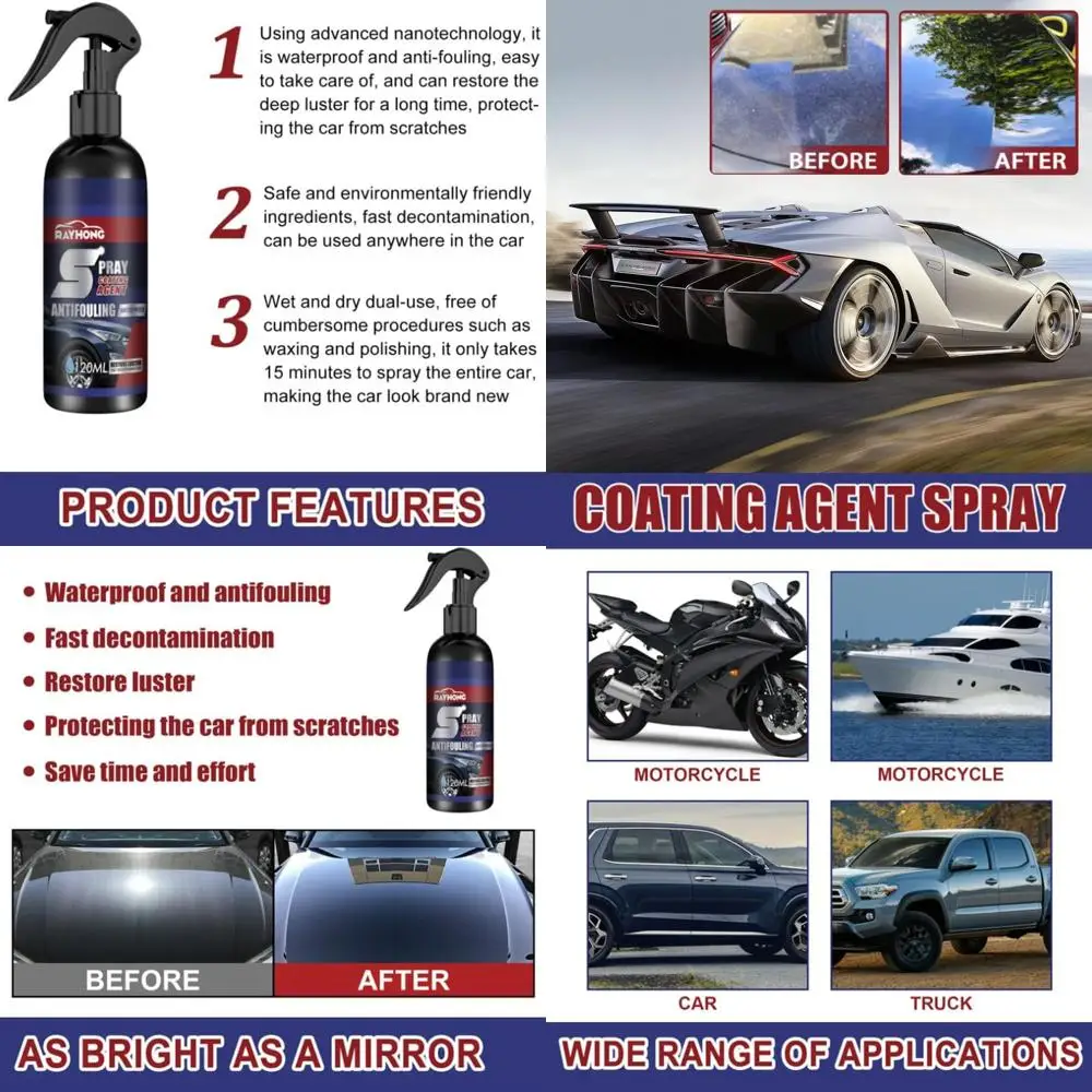 

5PC New Multi-Functional Coating Renewal Agent, 3 in 1 Ceramic Car Coating Spray, Plastic Parts Refurbish Agent, Fast-Acting Coa