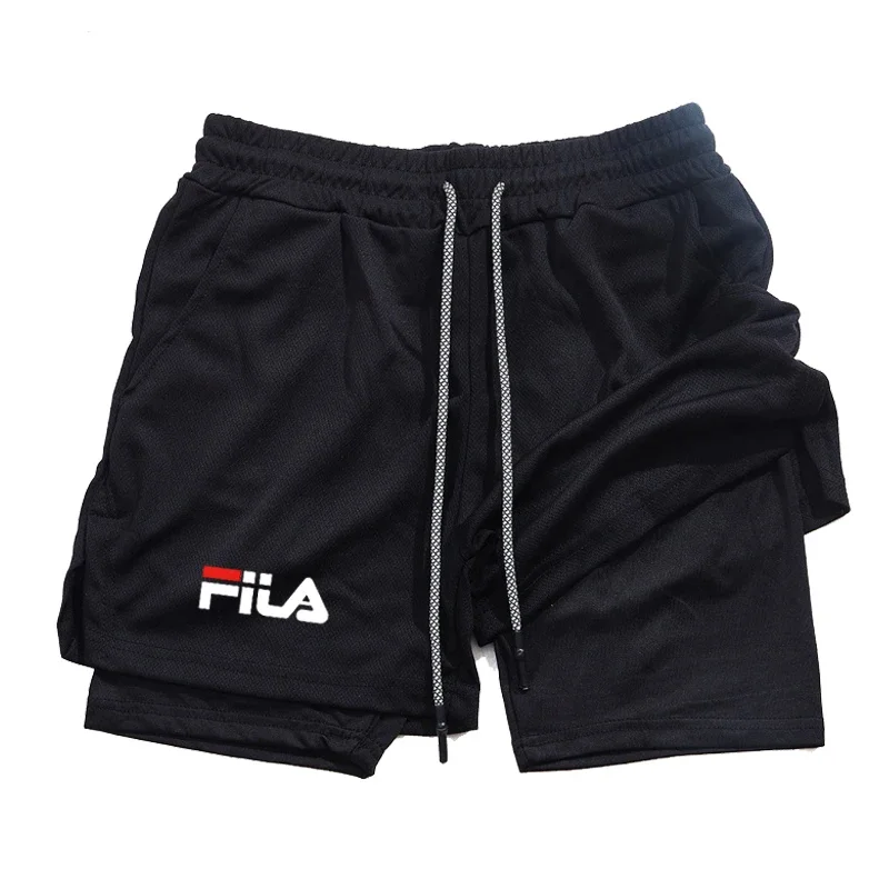 Training Jogging Men's Fitness Jogging Sports Basketball Training Pants 2-in-1 Double-layer Multifunctional Shorts Double Deck