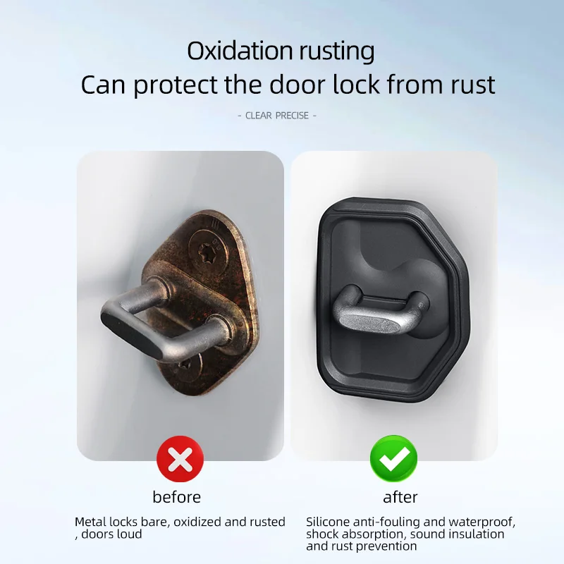 4pcs Silicone Car Door Lock Buckle Protection Cover Anti-collision,For Volvo S90 V90 V40 XC60 XC40 XC90 V60 S60 EX30 AWD Rdesign